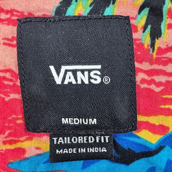 Vans Hawaiian Palm Tree Camping Shirt Mens M Tailored Fit Short Sleeve Button Up - Picture 3 of 7